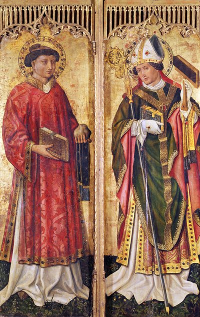 St. Stefanus en St. Blaise, van het altaarstuk van Pierre Rup, ca. 1450 door Swiss School